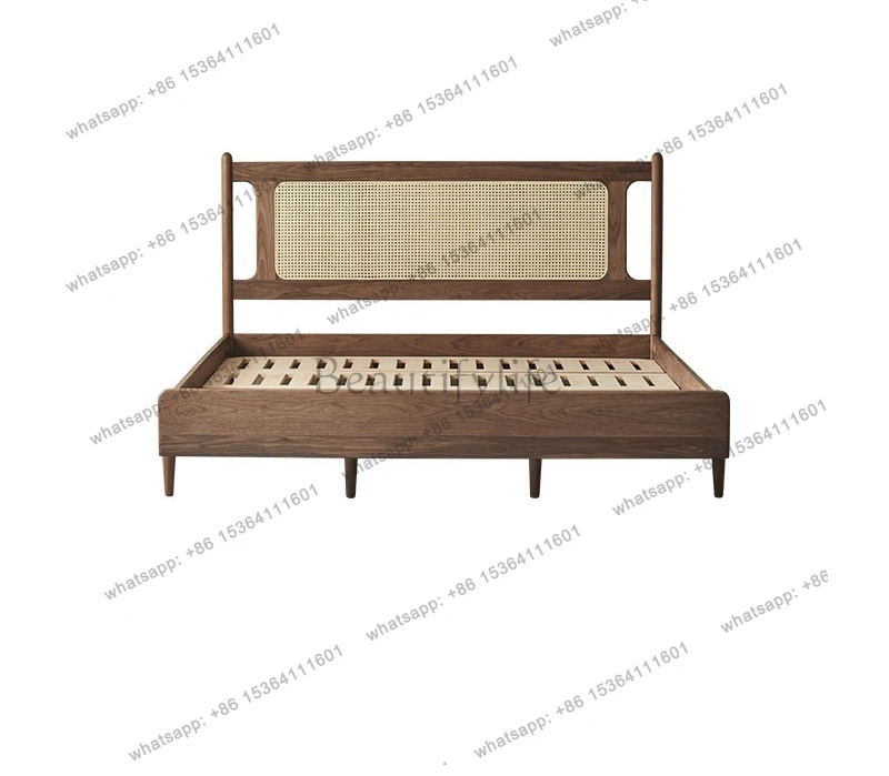 Modern simple solid wood new Chinese black walnut rattan vintage double bed
Modern simple solid wood new Chinese black walnut rattan vintage double bed