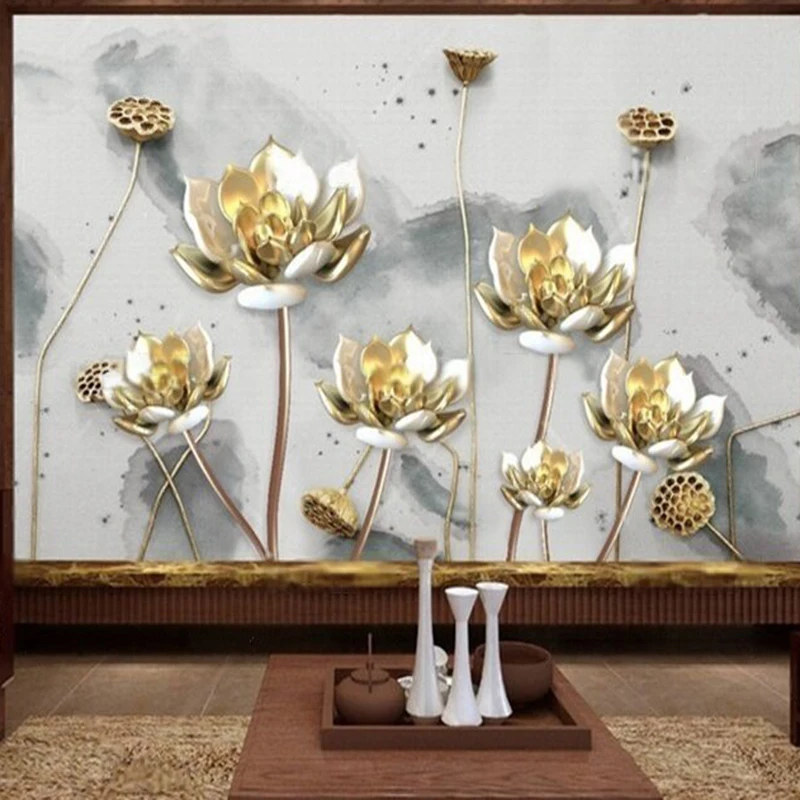 Custom Elegant Lotus Pattern 3D Wall Mural New Chinese Style Wallpaper for Living Room & Bedroom Interior Décor Wall Background
Custom Elegant Lotus Pattern 3D Wall Mural New Chinese Style Wallpaper for Living Room & Bedroom Interior Décor Wall Background
