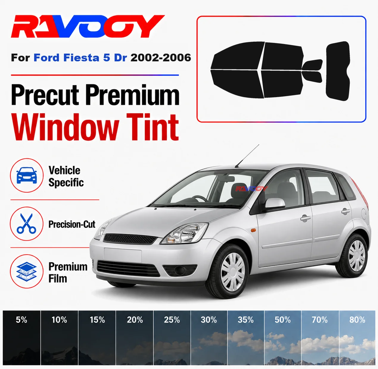 Premium Precut Window Tint Kit Front Rear Windows Rear Windshield For Ford Fiesta 5 Dr 2002-2006 Complete Set Nano Ceramic Film
Premium Precut Window Tint Kit Front Rear Windows Rear Windshield For Ford Fiesta 5 Dr 2002-2006 Complete Set Nano Ceramic Film