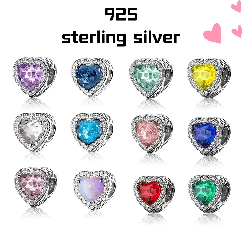 New 925 Silver Heart Shape Purple Pink Red Blue Green Zircon Charm Round Beads Fit Original Bracelet DIY Fine Jewelry
New 925 Silver Heart Shape Purple Pink Red Blue Green Zircon Charm Round Beads Fit Original Bracelet DIY Fine Jewelry