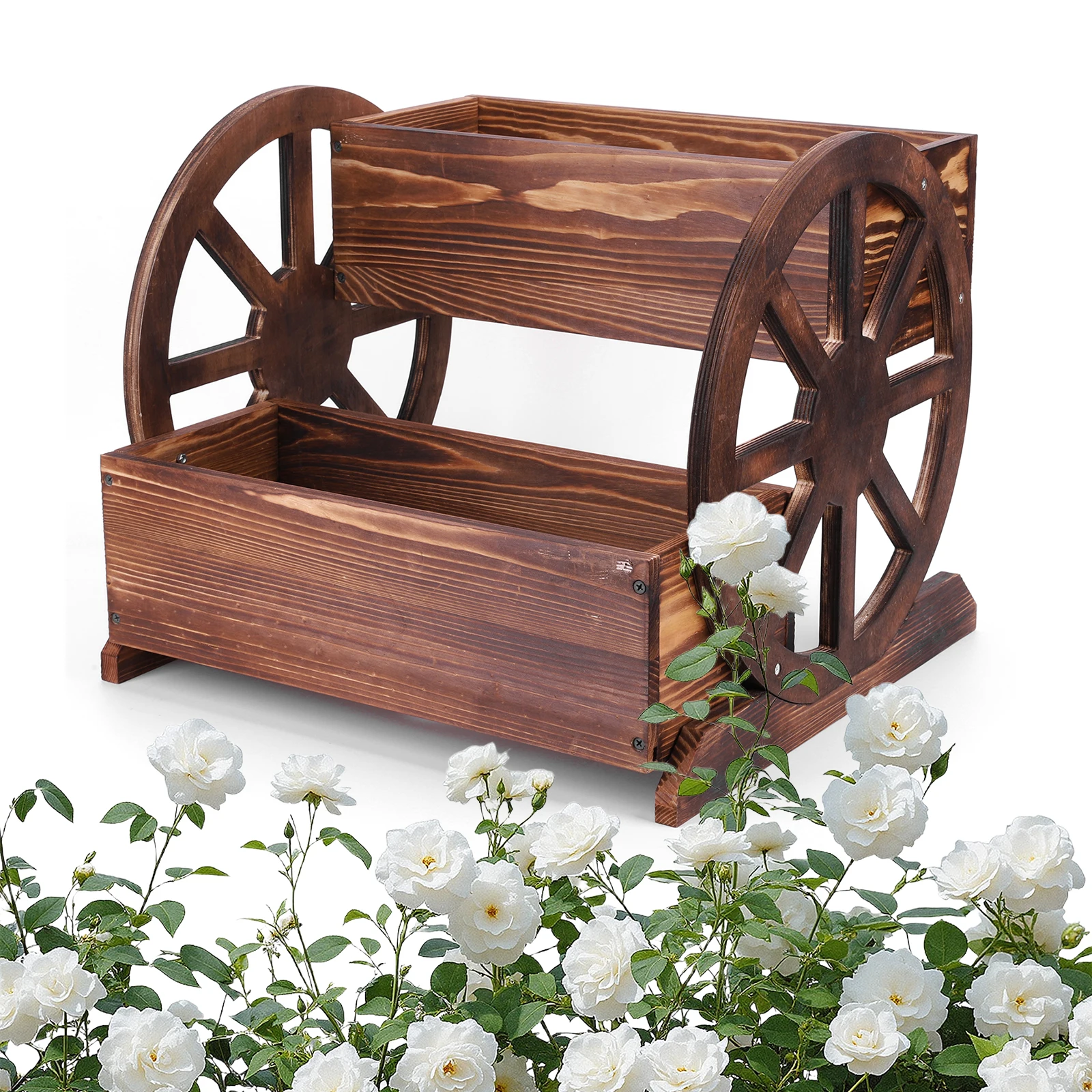 Wooden Wheelbarrow Planter with Wheels Rustic Flower Pot Flower Cart for Indoor Outdoor Patio Garden Balcony Backyard
Wooden Wheelbarrow Planter with Wheels Rustic Flower Pot Flower Cart for Indoor Outdoor Patio Garden Balcony Backyard
