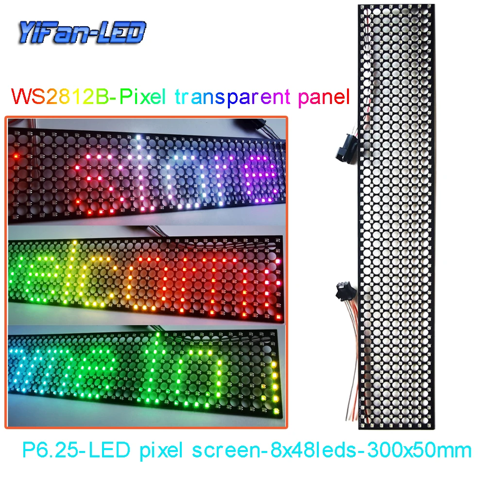 WS2812B независимая адресная цифровая прозрачная панель с шагом P6.25, RGB светодиодный модуль 8x32 8x48 пикселей, матричный экран, 5 В постоянного тока
WS2812B независимая адресная цифровая прозрачная панель с шагом P6.25, RGB светодиодный модуль 8x32 8x48 пикселей, матричный экран, 5 В постоянного тока