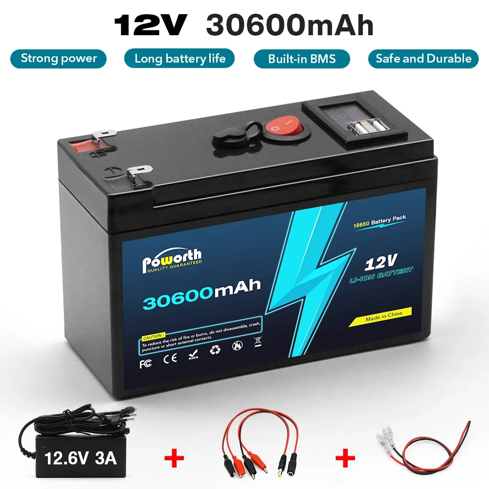 30600mAh 12V Lithium LiFePO4 Deep Cycle Battery, 4000 Cycles Rechargeable Battery for Electric Scooter, with Built-in 30A BMS
30600mAh 12V Lithium LiFePO4 Deep Cycle Battery, 4000 Cycles Rechargeable Battery for Electric Scooter, with Built-in 30A BMS