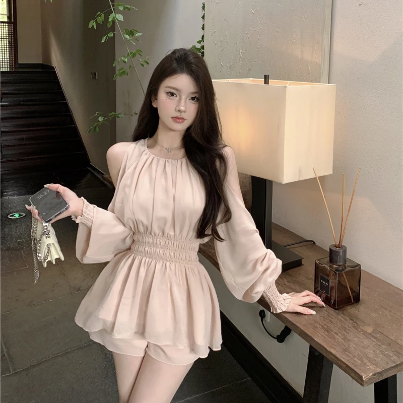 Chic Off Shoulder Puff Sleeve Midi Shirt Women Korean Fashion High Waist Mini Shorts Summer Sexy All Match Chiffon Two Piece Set
Chic Off Shoulder Puff Sleeve Midi Shirt Women Korean Fashion High Waist Mini Shorts Summer Sexy All Match Chiffon Two Piece Set