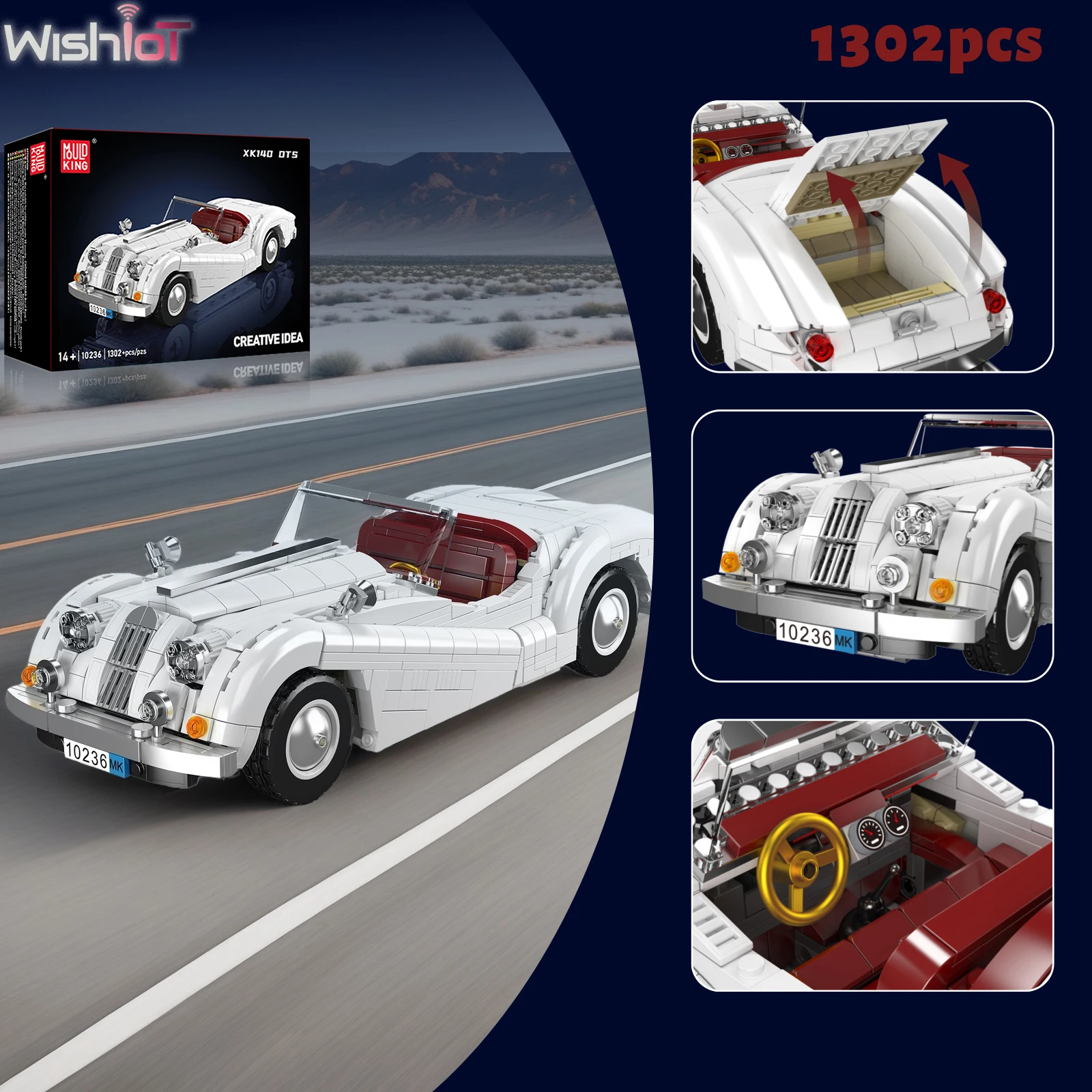 Mold King 10236, трансформируемый двухместный спортивный автомобиль, строительные блоки, классический ретро гоночный автомобиль, модель детской сборки, игрушка, подарок на день рождения
Mold King 10236, трансформируемый двухместный спортивный автомобиль, строительные блоки, классический ретро гоночный автомобиль, модель детской сборки, игрушка, подарок на день рождения