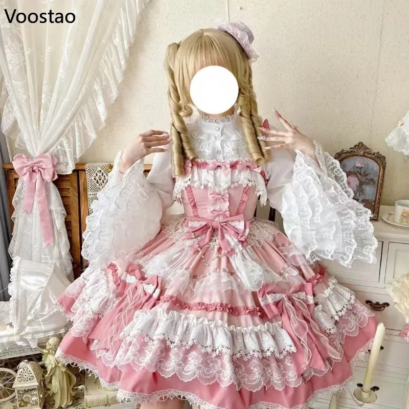 Japanese Sweet Lolita Jsk Dress Women Kawaii Cute Pearl Bow Lace Ruffles Princess Dresses Girls Harajuku Y2k Tea Party Dresses
Japanese Sweet Lolita Jsk Dress Women Kawaii Cute Pearl Bow Lace Ruffles Princess Dresses Girls Harajuku Y2k Tea Party Dresses