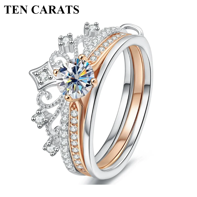 TEN CARATS 0.5CT s925 sterling silver women's ring, moissanite crown, double-layered wedding ring, rose-colored gift
TEN CARATS 0.5CT s925 sterling silver women's ring, moissanite crown, double-layered wedding ring, rose-colored gift