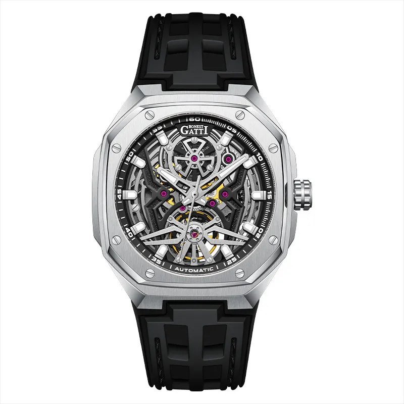 BONEST GATTI Men Automatic Watch 43mm Square Mechanical Wristwatch 50M Waterproof Sapphire Mirror Luminous Fluororubber Strap
BONEST GATTI Men Automatic Watch 43mm Square Mechanical Wristwatch 50M Waterproof Sapphire Mirror Luminous Fluororubber Strap