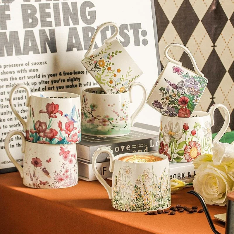 Hand-Painted Cartoon Flower Large Capacity Ceramic Mug Creative Coffee Cup Water Cup Breakfast Cup Gift Idea White Porcelain
Hand-Painted Cartoon Flower Large Capacity Ceramic Mug Creative Coffee Cup Water Cup Breakfast Cup Gift Idea White Porcelain