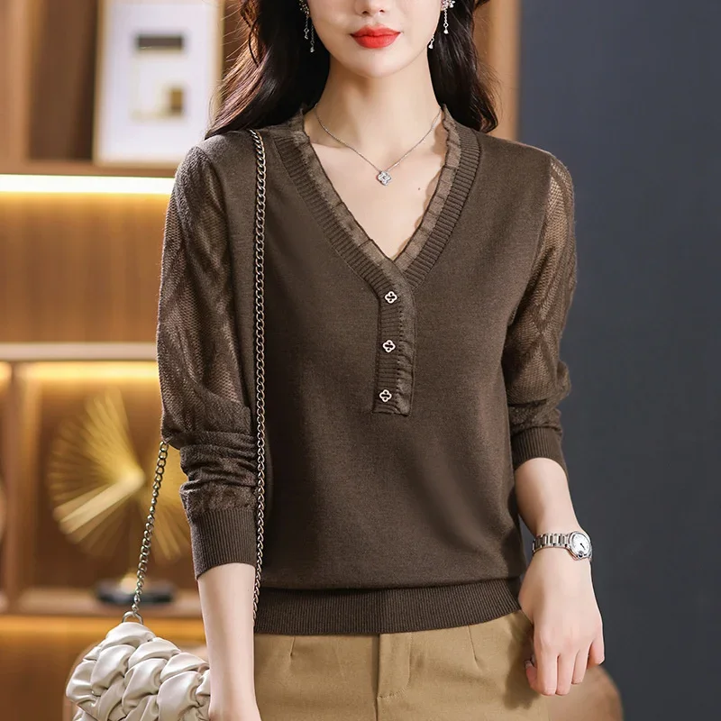 Thin Sweater Women's Spring Autumn New Fashion Hollow V-neck Casual Bottoming Shirt Knitwear Ladies Pullover Tops Female E7258
Thin Sweater Women's Spring Autumn New Fashion Hollow V-neck Casual Bottoming Shirt Knitwear Ladies Pullover Tops Female E7258