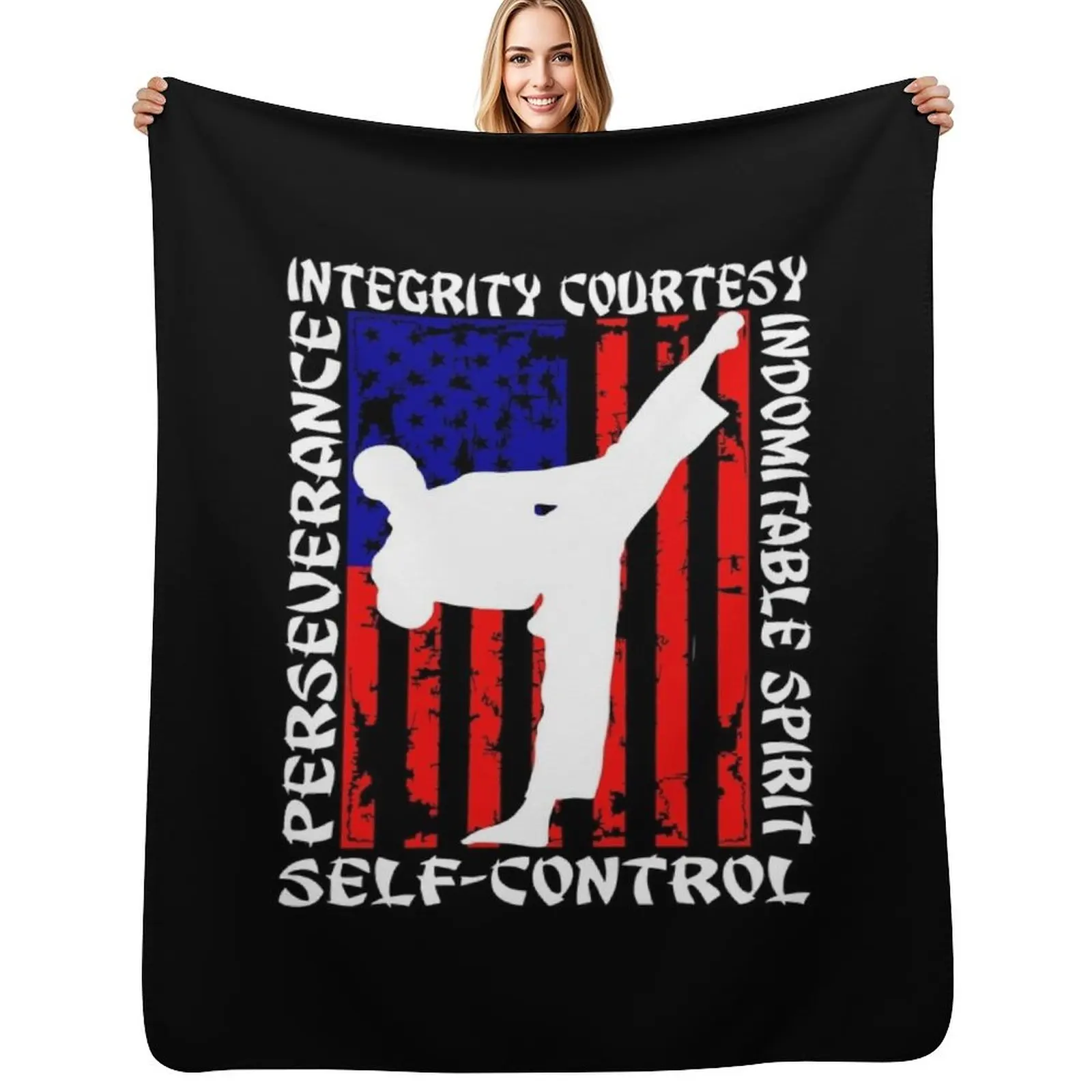 Martial Arts Taekwondo 5 Tenets Taekwondo Throw Blanket Modern Design Soft Blanket for Home Decor
Martial Arts Taekwondo 5 Tenets Taekwondo Throw Blanket Modern Design Soft Blanket for Home Decor