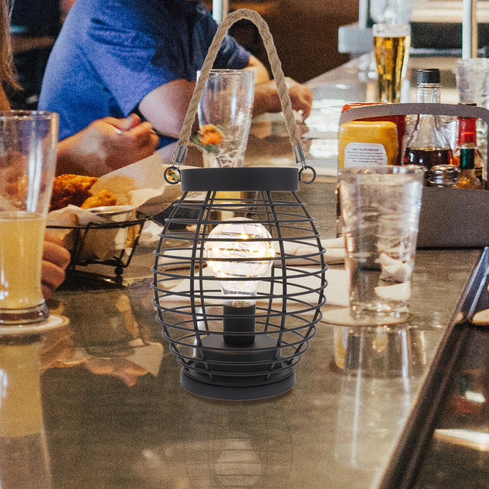 Rustic H held Lantern Iron Material Sturdy Rope Hanging Design Operated Cage Lantern Lamp Basket Desk Indoor Table
Rustic H held Lantern Iron Material Sturdy Rope Hanging Design Operated Cage Lantern Lamp Basket Desk Indoor Table