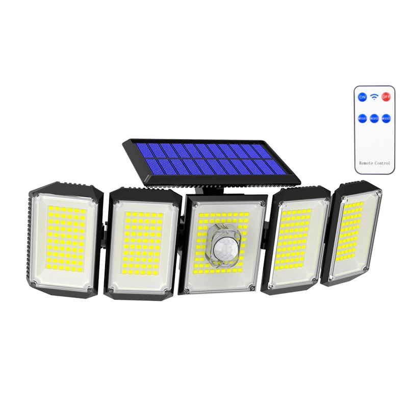 Outdoor Motion Sensor 300 LED 5 Heads Solar Powered Motion Sensor Flood Lights With Remote Control
Outdoor Motion Sensor 300 LED 5 Heads Solar Powered Motion Sensor Flood Lights With Remote Control