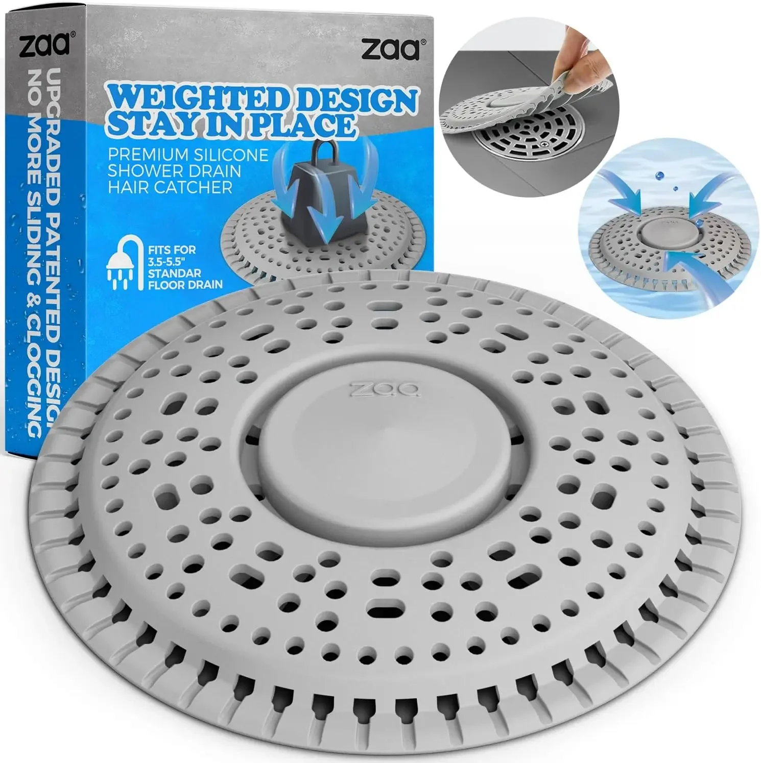 Silicone Shower Drain Cover with Hair Catcher for Bathroom Sink, Gray
Silicone Shower Drain Cover with Hair Catcher for Bathroom Sink, Gray