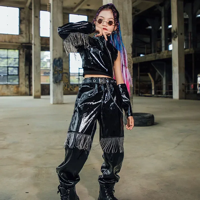 Fashion PU Leather Tassel Outfit Girls Catwalk Show Stage Costume Children Jazz Hip Hop Dancing Performance Clothes YS2392
Fashion PU Leather Tassel Outfit Girls Catwalk Show Stage Costume Children Jazz Hip Hop Dancing Performance Clothes YS2392