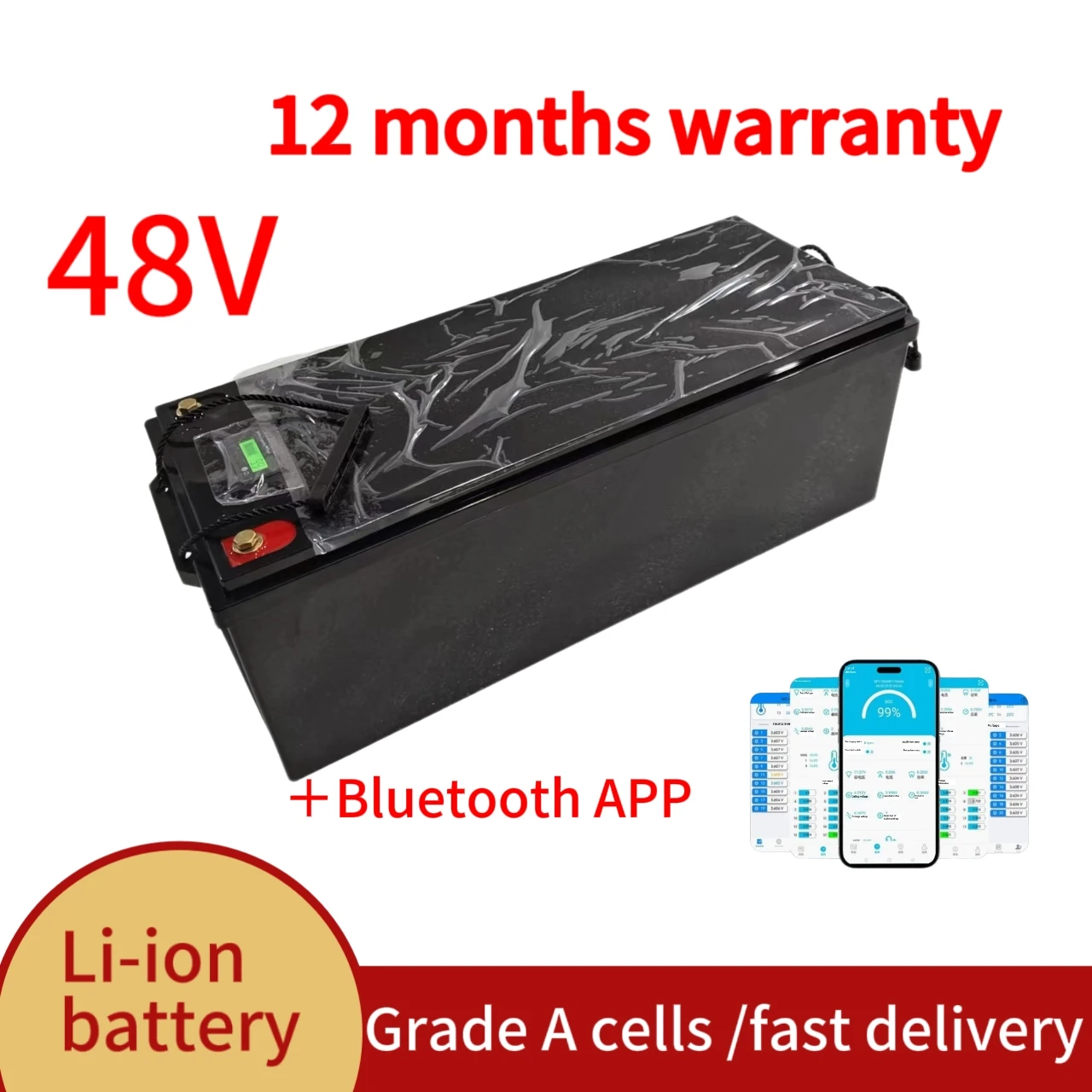 lithium 48v 100AH lifepo4 battery with BMS for tricycle golf cart inverter Solar energy storage scooter + 10A charger 100K+
lithium 48v 100AH lifepo4 battery with BMS for tricycle golf cart inverter Solar energy storage scooter + 10A charger 100K+