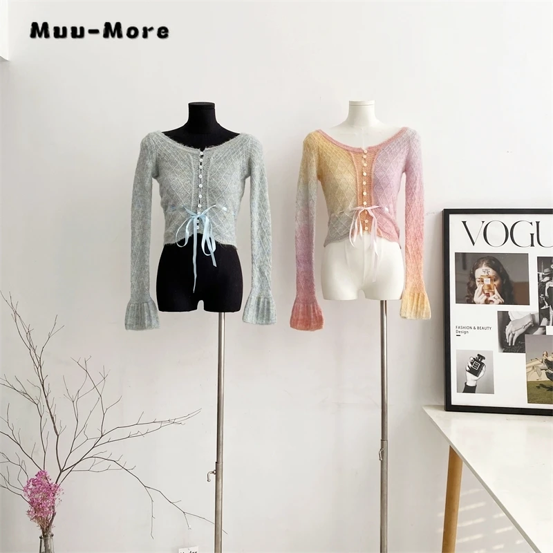 2023 Autumn Winter Casual O-Neck Knitting Flare Sleeve Cardigans Women Hotsweet Rainbow Single Breasted Ladies Sexy Sweater
2023 Autumn Winter Casual O-Neck Knitting Flare Sleeve Cardigans Women Hotsweet Rainbow Single Breasted Ladies Sexy Sweater