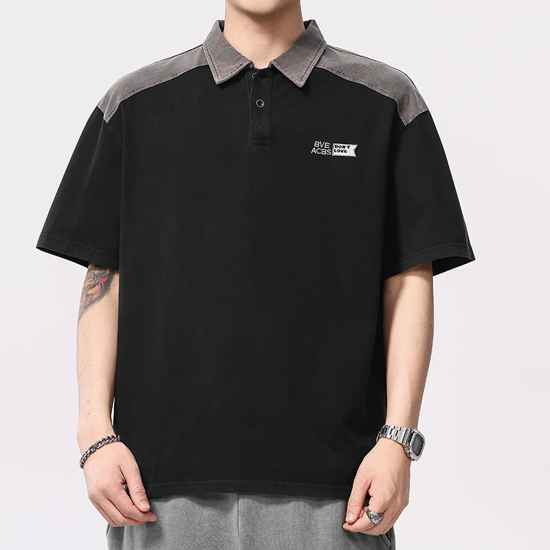 Splice Embroidery Washed Cotton Polo Shirts Men Summer Streetwear Loose Casual Fashion Short Sleeve T-shirt Cityboy T Shirts
Splice Embroidery Washed Cotton Polo Shirts Men Summer Streetwear Loose Casual Fashion Short Sleeve T-shirt Cityboy T Shirts