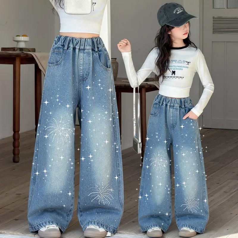 Spring Children Straight Fit Jeans with Glitter Crystals Design Tweens Girl Fashion Trousers Kids School Rhinestone Denim Pants
Spring Children Straight Fit Jeans with Glitter Crystals Design Tweens Girl Fashion Trousers Kids School Rhinestone Denim Pants