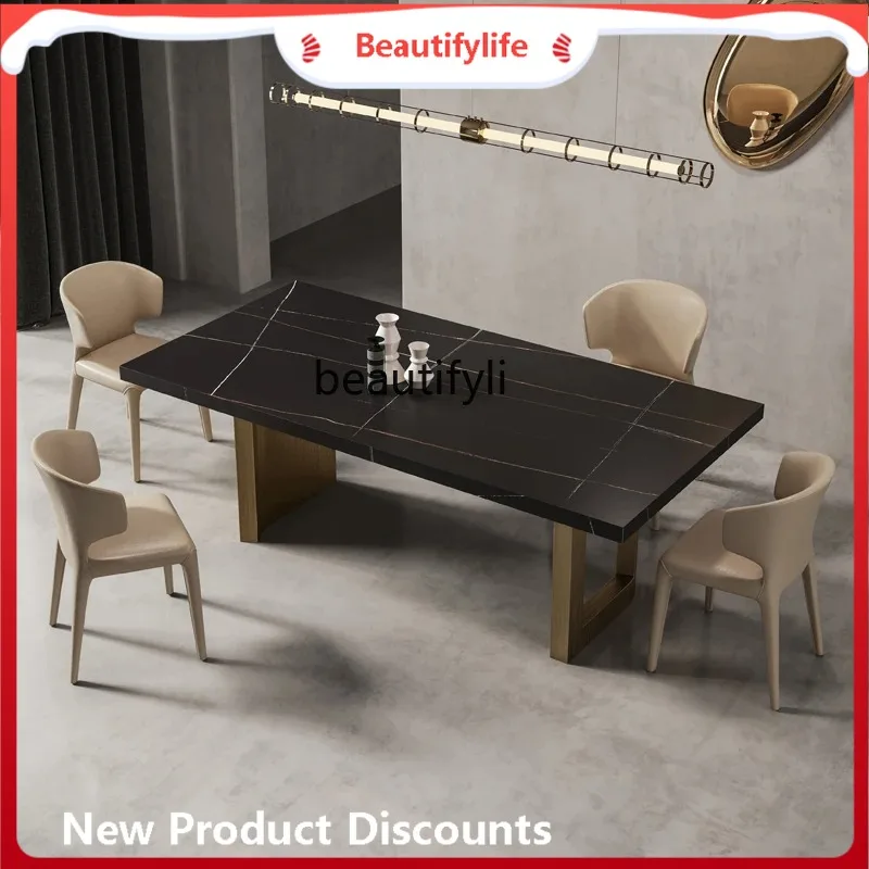 A4567 Легкий роскошный обеденный стол в итальянском стиле с каменной плитой, современный простой, для маленькой квартиры, дома, прямоугольный, высокого класса
A4567 Легкий роскошный обеденный стол в итальянском стиле с каменной плитой, современный простой, для маленькой квартиры, дома, прямоугольный, высокого класса