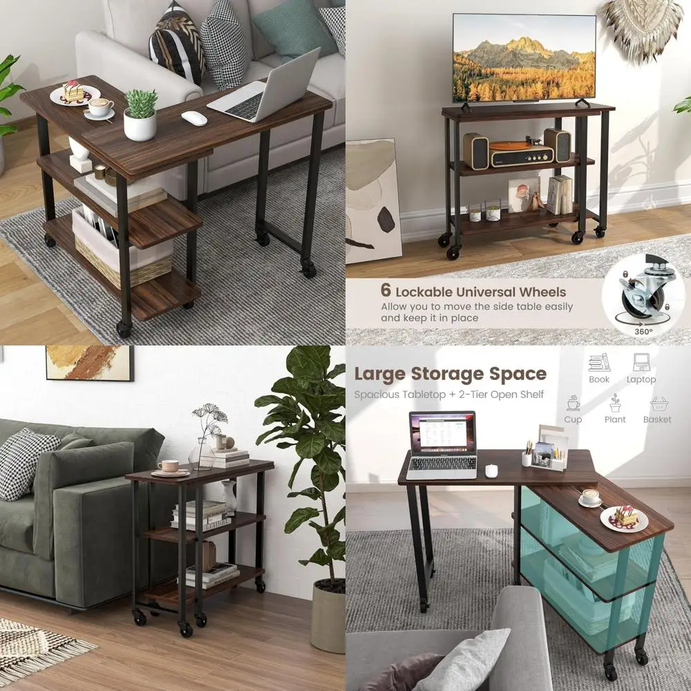 "Rotating Sofa Side Table with Mobile End Table and 2-Tier Storage Shelves, Movable Laptop Table with Universal Compatibility"
"Rotating Sofa Side Table with Mobile End Table and 2-Tier Storage Shelves, Movable Laptop Table with Universal Compatibility"