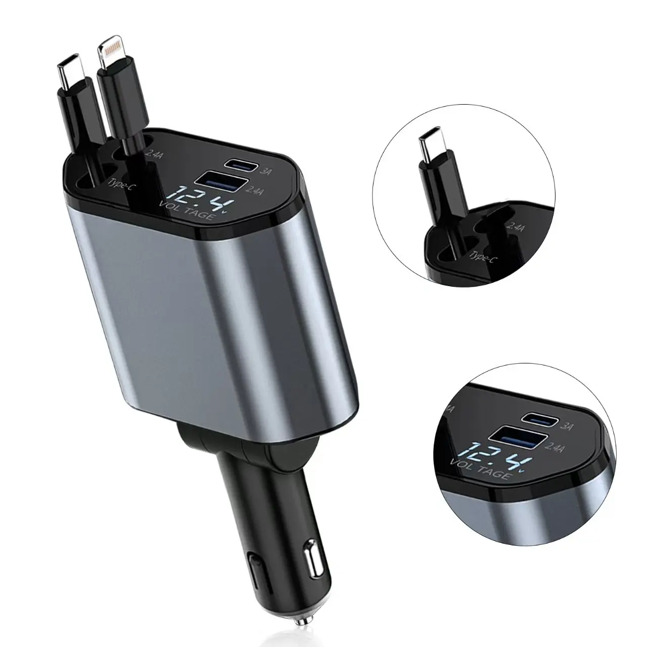 4 in 1 Dual Ports USB Type C Car Charger Cigarette Lighter 120W Super Fast Charging Phone Quick Charge Adapter With Retractable
4 in 1 Dual Ports USB Type C Car Charger Cigarette Lighter 120W Super Fast Charging Phone Quick Charge Adapter With Retractable