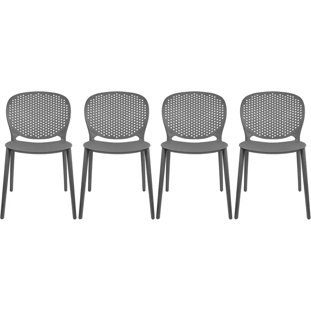 4 Stackable Patio Dining Chairs | Weather-Resistant Plastic for Outdoor, Poolside, Yard | Gray
4 Stackable Patio Dining Chairs | Weather-Resistant Plastic for Outdoor, Poolside, Yard | Gray