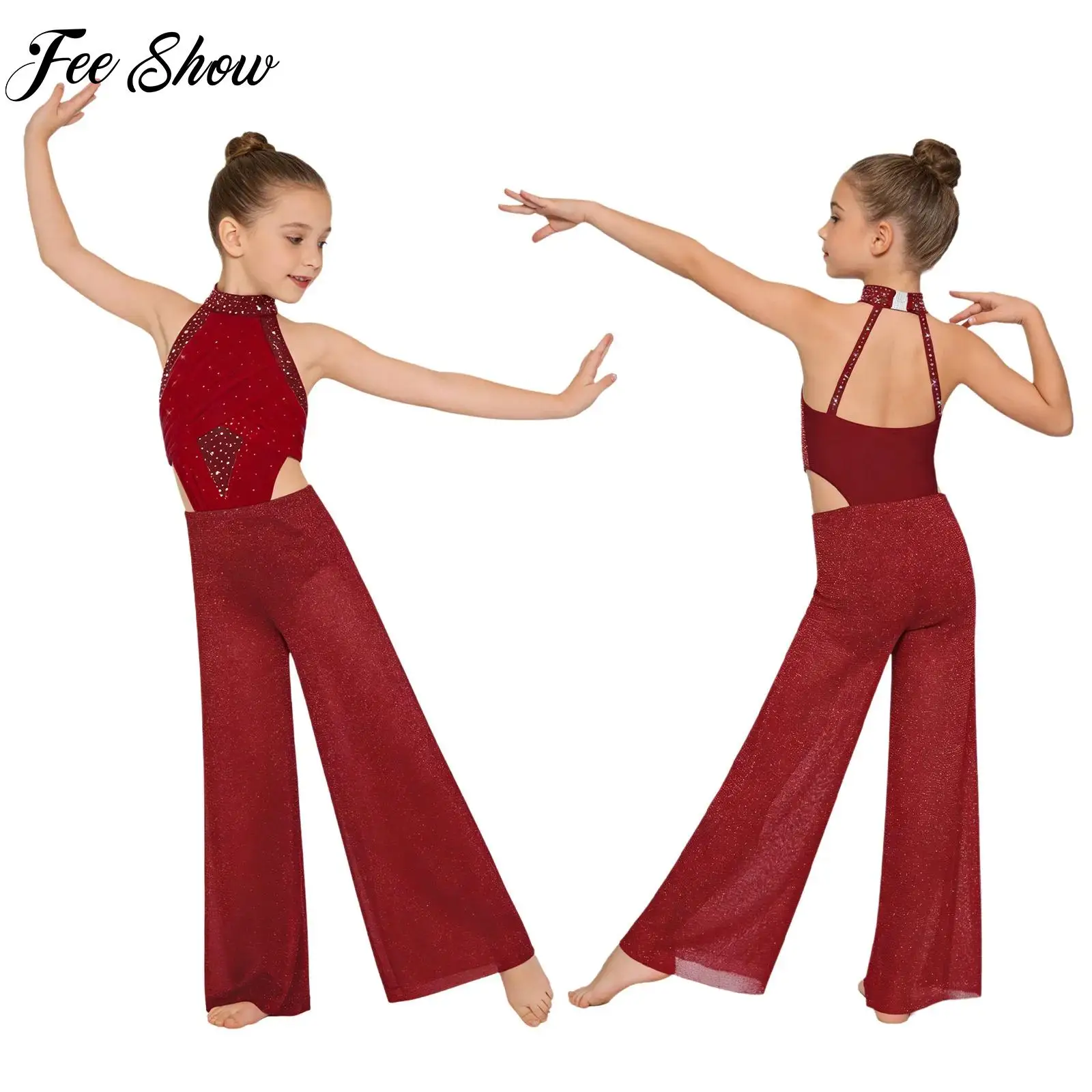 Sleeveless Modern Lyrical Dance Jumpsuit Kids Girls Ballet Figure Skating Costumes Rhinestones Shimmery Mesh Wide-Leg Bodysuit
Sleeveless Modern Lyrical Dance Jumpsuit Kids Girls Ballet Figure Skating Costumes Rhinestones Shimmery Mesh Wide-Leg Bodysuit