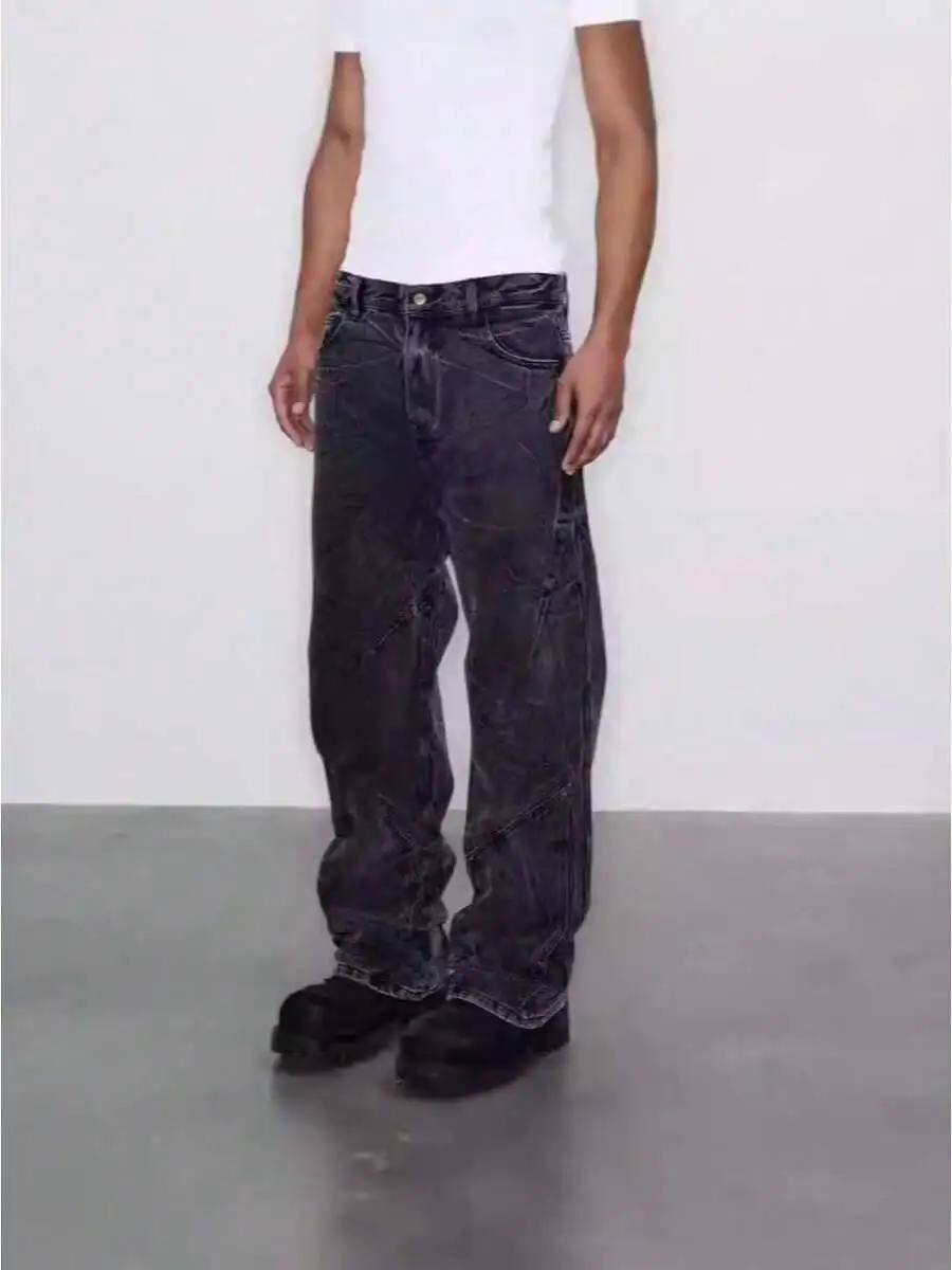 Retro Washed Distressed Straight Jeans Men Heavyweight Denim
Retro Washed Distressed Straight Jeans Men Heavyweight Denim