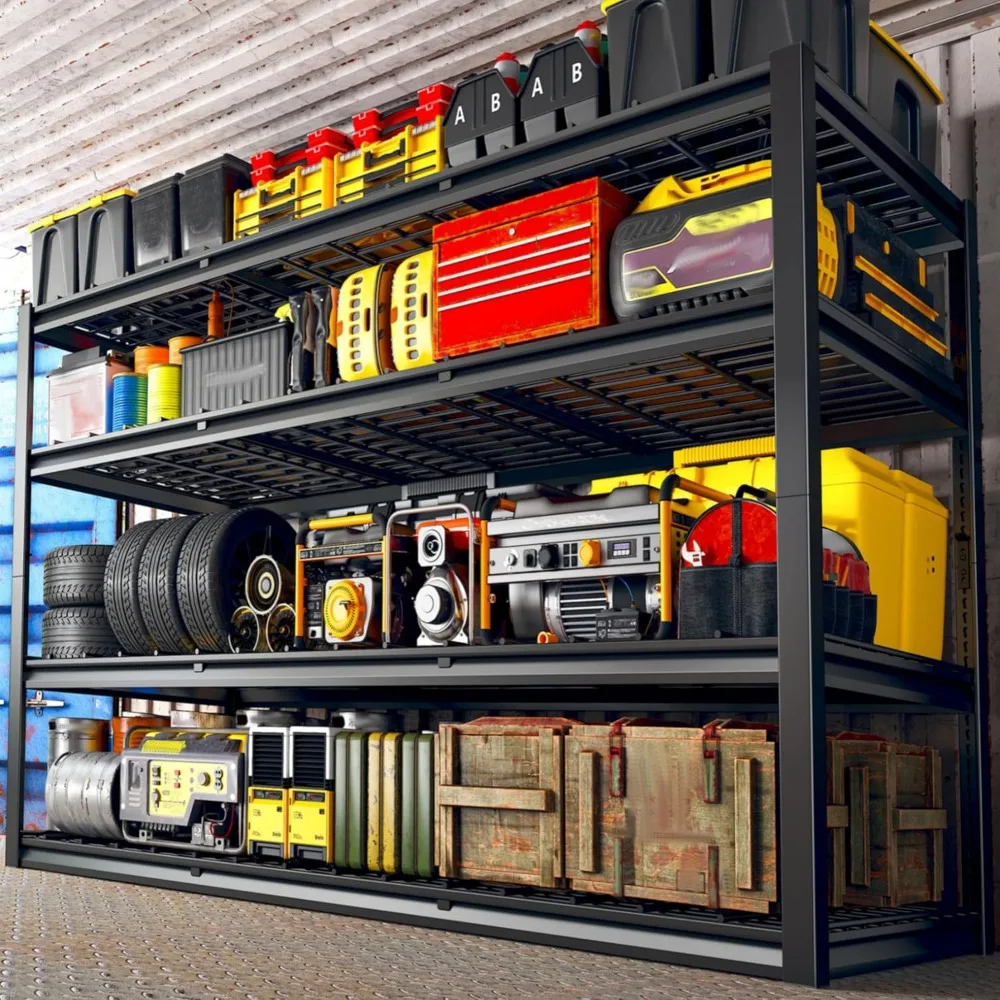 60" Wide 4-Tier Adjustable Metal Garage Shelving Heavy Duty 2500 Lbs Industrial Storage Shelf for Organization And ,Customized
60" Wide 4-Tier Adjustable Metal Garage Shelving Heavy Duty 2500 Lbs Industrial Storage Shelf for Organization And ,Customized