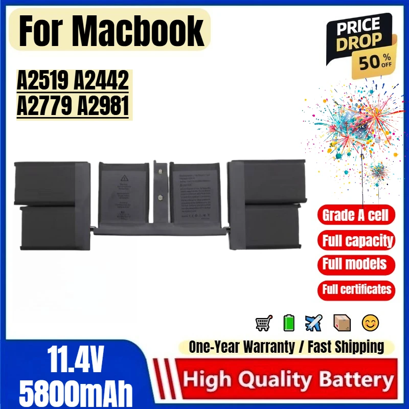 For Macbook Pro 14 Inch A2519 A2442 A2779 A2981 Laptop Battery 0 Cycle High Quality High Capacity Battery Replacement Bateria
For Macbook Pro 14 Inch A2519 A2442 A2779 A2981 Laptop Battery 0 Cycle High Quality High Capacity Battery Replacement Bateria