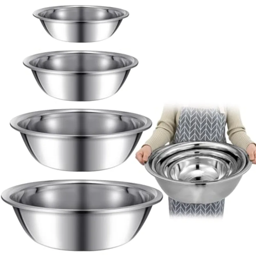 Large Mixing Bowls Set: 4, 8, 13, 16 Quart Stainless Steel Bowls for Home Commercial Cooking, Baking, Serving, Food Salad Prep
Large Mixing Bowls Set: 4, 8, 13, 16 Quart Stainless Steel Bowls for Home Commercial Cooking, Baking, Serving, Food Salad Prep