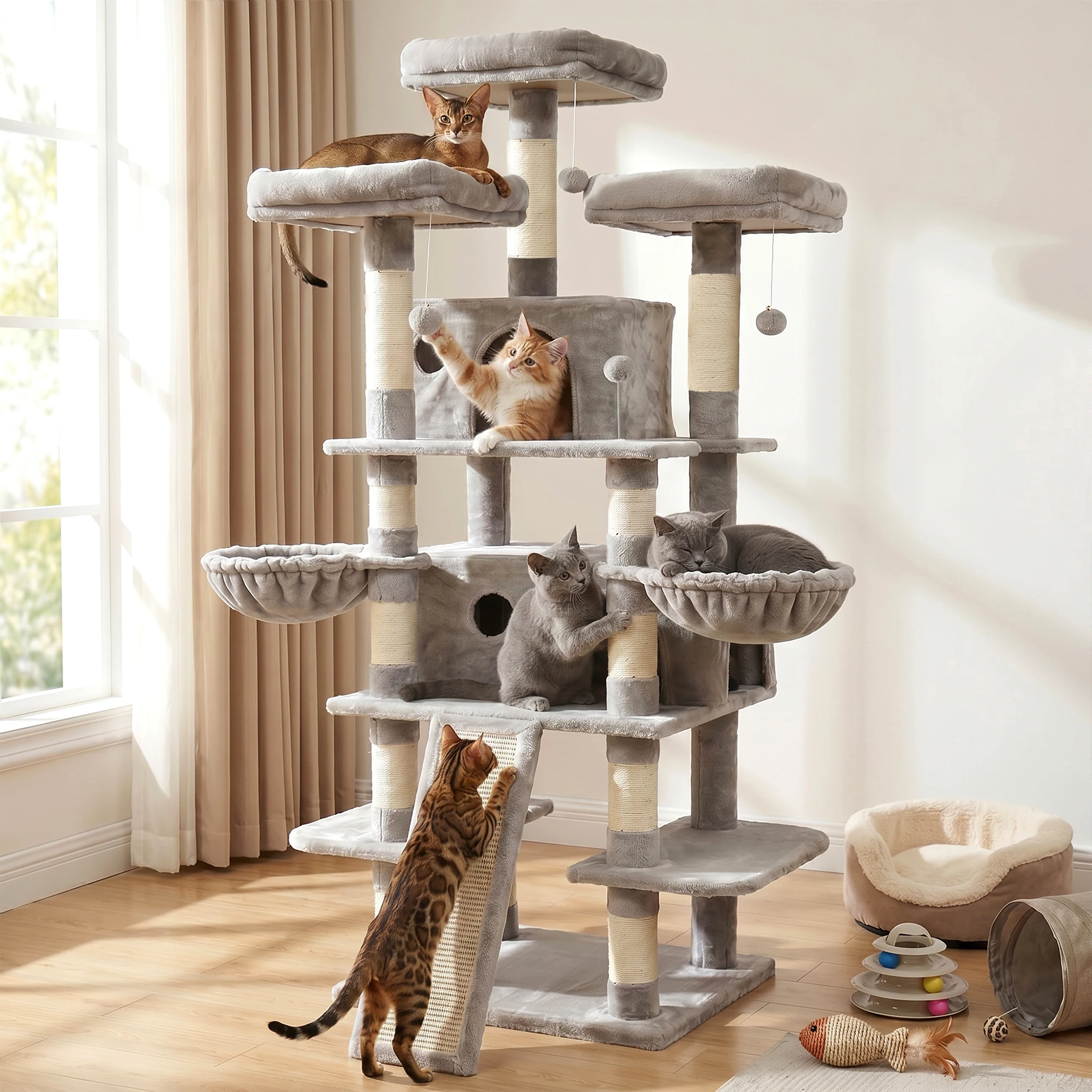 FOOWIN 173cm 68in Large Multi Level Cat Tree Tower Indoor Activity Center 2 Condos 3 Plush Perches Scratching Post Kitten Pet
FOOWIN 173cm 68in Large Multi Level Cat Tree Tower Indoor Activity Center 2 Condos 3 Plush Perches Scratching Post Kitten Pet