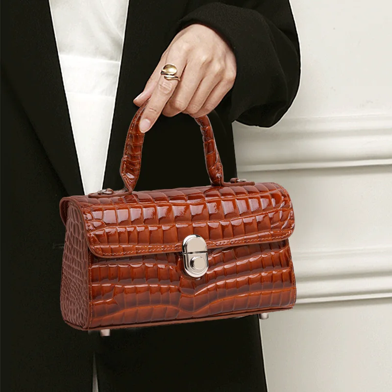 Aidrani Genuine Cowhide Leather Women Handbag, Glossy Crocodile Embossed Satchel with Lock Clasp, Multi-Pocket Purse for Travel
Aidrani Genuine Cowhide Leather Women Handbag, Glossy Crocodile Embossed Satchel with Lock Clasp, Multi-Pocket Purse for Travel