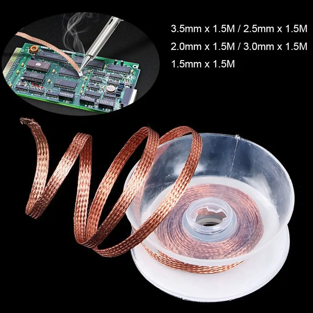 1.5/2.0/2.5/3.0/3.5mm Soldering Wick Desoldering Braid Tape Copper Solder Wire BGA Repair Tools Cleaning Tin Solder Removal
1.5/2.0/2.5/3.0/3.5mm Soldering Wick Desoldering Braid Tape Copper Solder Wire BGA Repair Tools Cleaning Tin Solder Removal