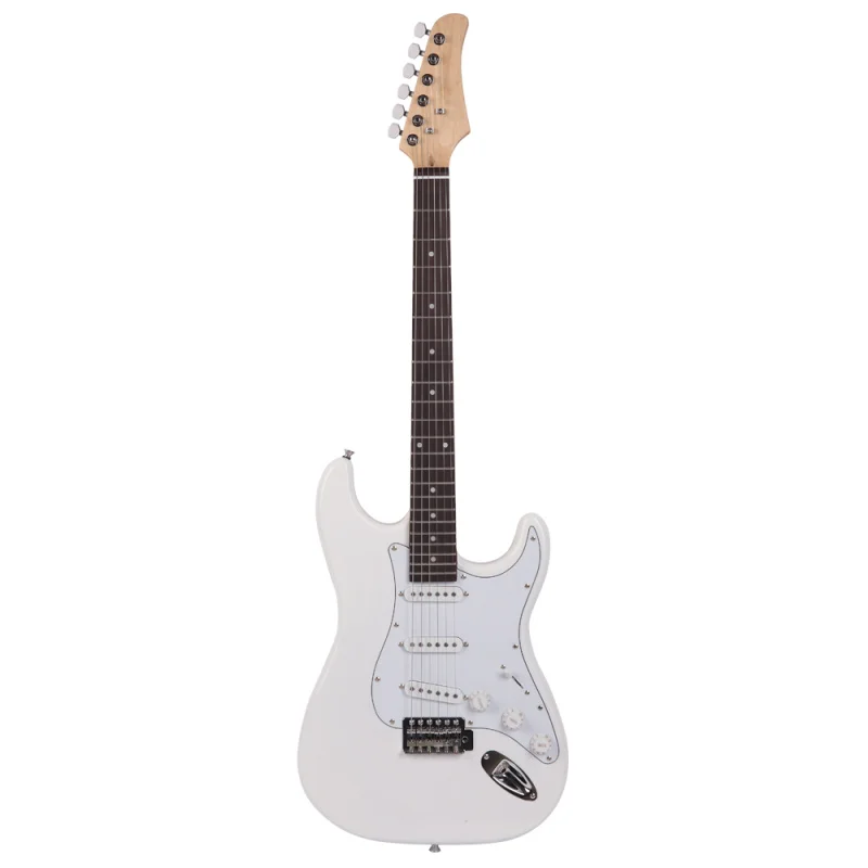 White ST Electric Guitar with Rosewood Fingerboard - Complete Starter Kit w/ Bag, Strap, Picks & Tools
White ST Electric Guitar with Rosewood Fingerboard - Complete Starter Kit w/ Bag, Strap, Picks & Tools