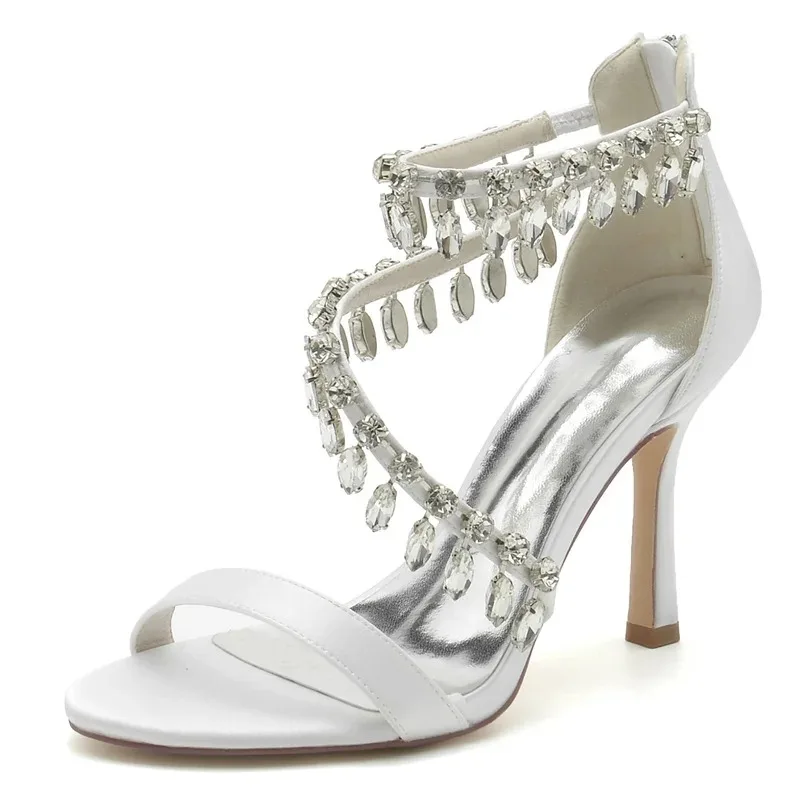 Satin Crystal Chain Water Diamond/Pearl Women's Sandals Wedding Bridal Party 9cm High Heels Size 42 43 Summer Zipper Woman Shoes
Satin Crystal Chain Water Diamond/Pearl Women's Sandals Wedding Bridal Party 9cm High Heels Size 42 43 Summer Zipper Woman Shoes