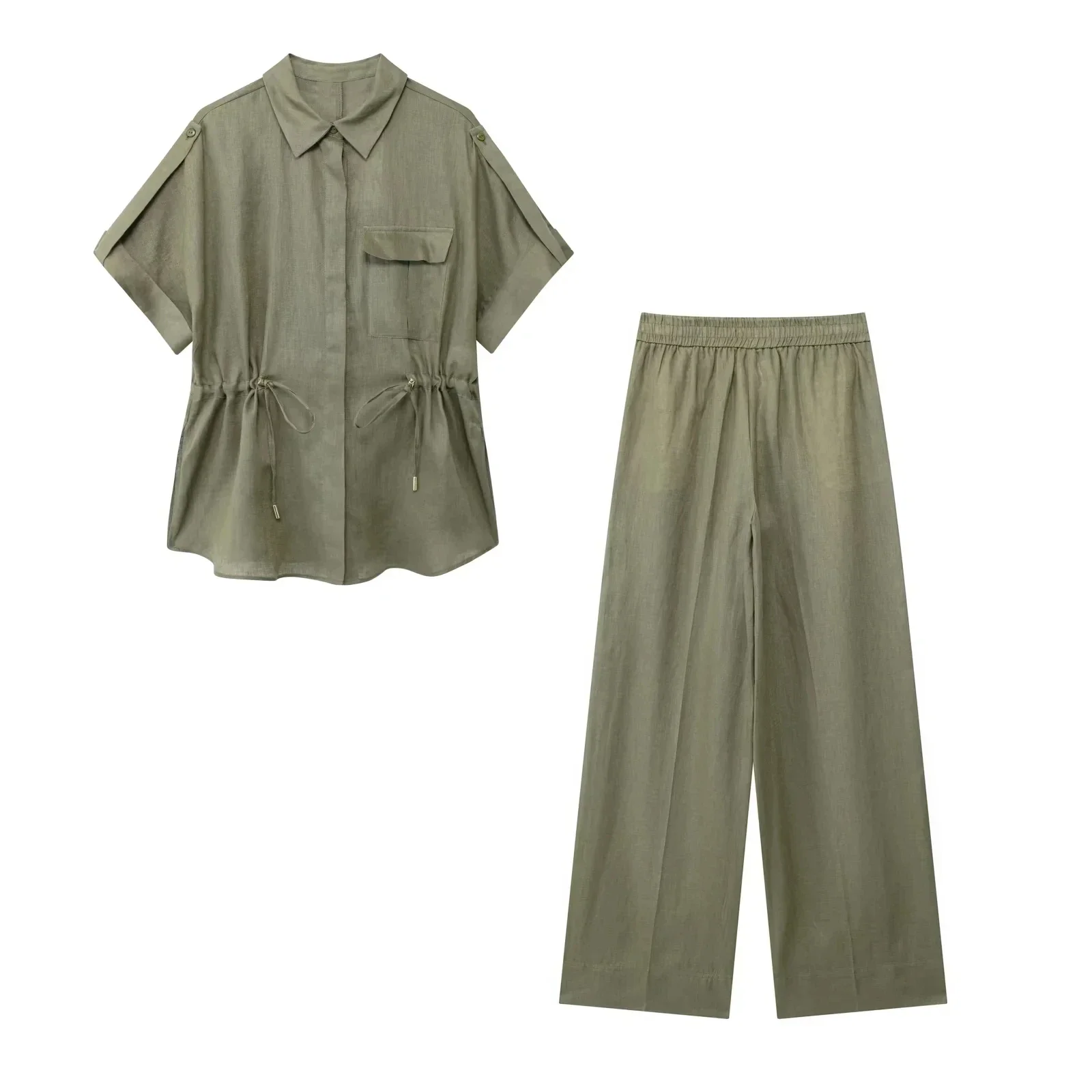 Linen Sleepwear Women 2 Pieces Short Shirt Top Pajamas for Women Outfit Suit Linen Wide Leg Pants Sets Loose Casual Homewear
Linen Sleepwear Women 2 Pieces Short Shirt Top Pajamas for Women Outfit Suit Linen Wide Leg Pants Sets Loose Casual Homewear