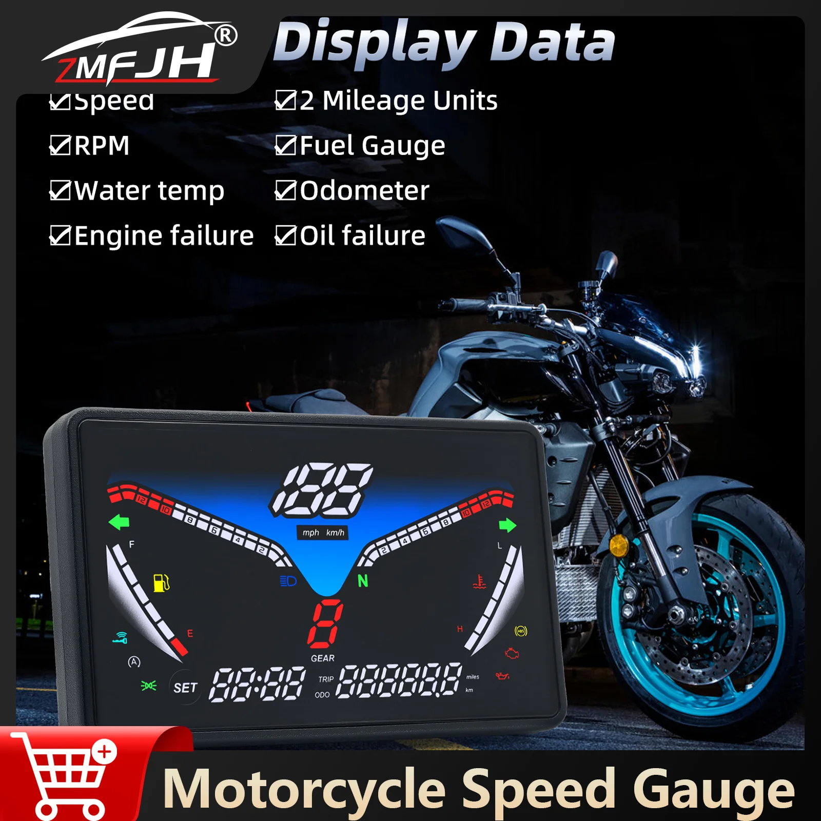 Motorcycle LCD Instrument Digital Speedometer RPM Tachometer Water Temperature Clock Gauge With Sensor/Bracket Speed Meter
Motorcycle LCD Instrument Digital Speedometer RPM Tachometer Water Temperature Clock Gauge With Sensor/Bracket Speed Meter