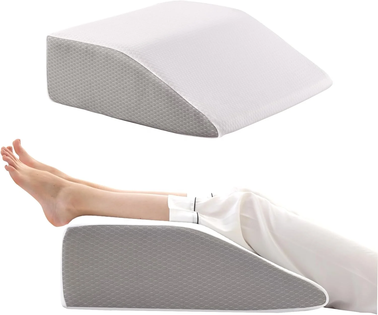 Full memory foam top high density leg rest lift foam wedge pillow for relief and recovery of ankle injuries
Full memory foam top high density leg rest lift foam wedge pillow for relief and recovery of ankle injuries