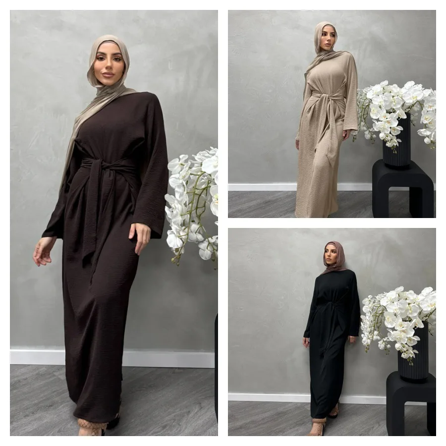 2025 New Muslim Cotton and Linen Solid Color Lace Up Elegant Loose Dress Robe Abaya Ramadan Dubai Luxury Islam Elegant
2025 New Muslim Cotton and Linen Solid Color Lace Up Elegant Loose Dress Robe Abaya Ramadan Dubai Luxury Islam Elegant
