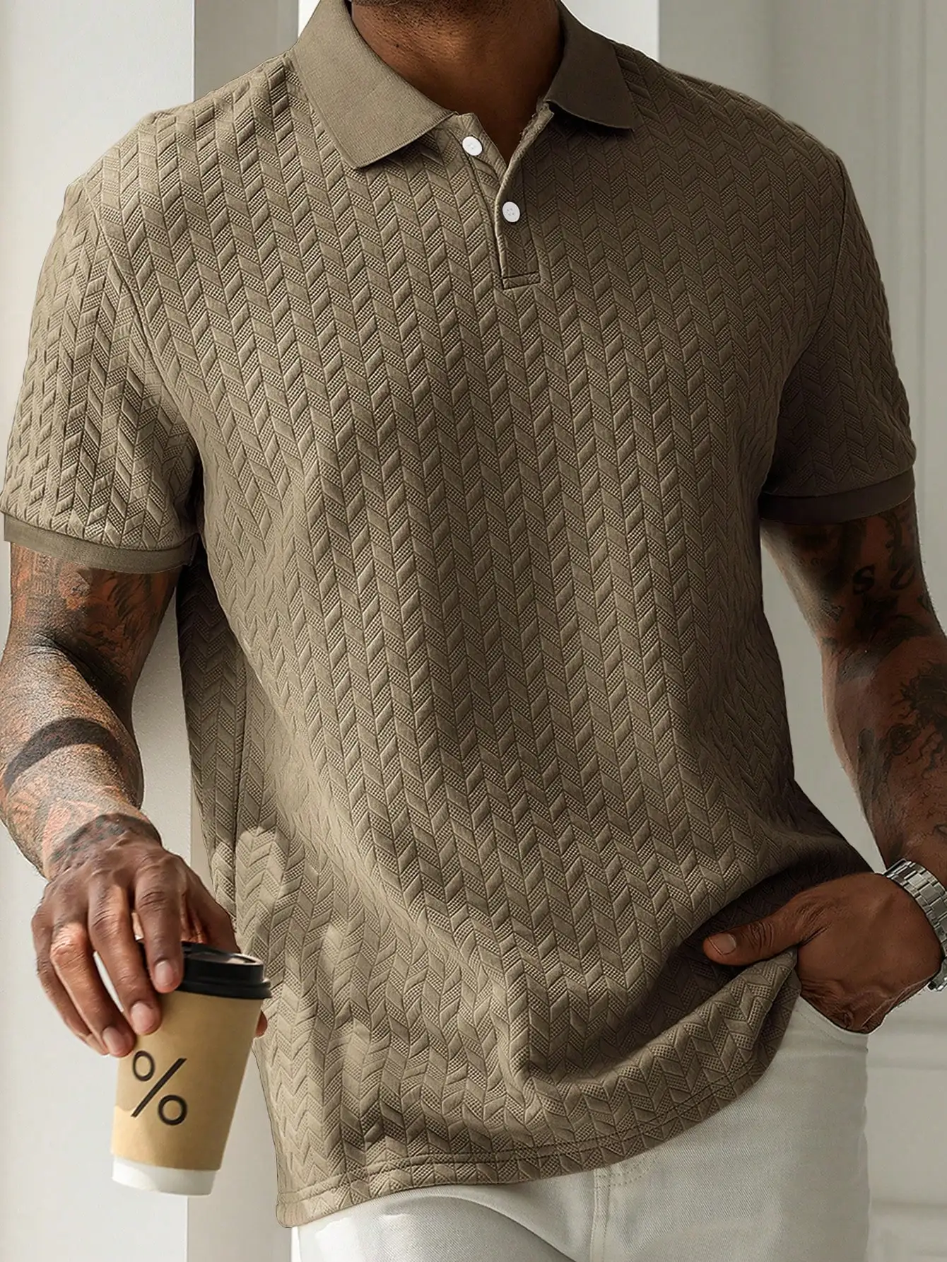 Men's Textured Short Sleeve Polo Shirt, Casual Solid Color for Golf & Daily Wear
Men's Textured Short Sleeve Polo Shirt, Casual Solid Color for Golf & Daily Wear