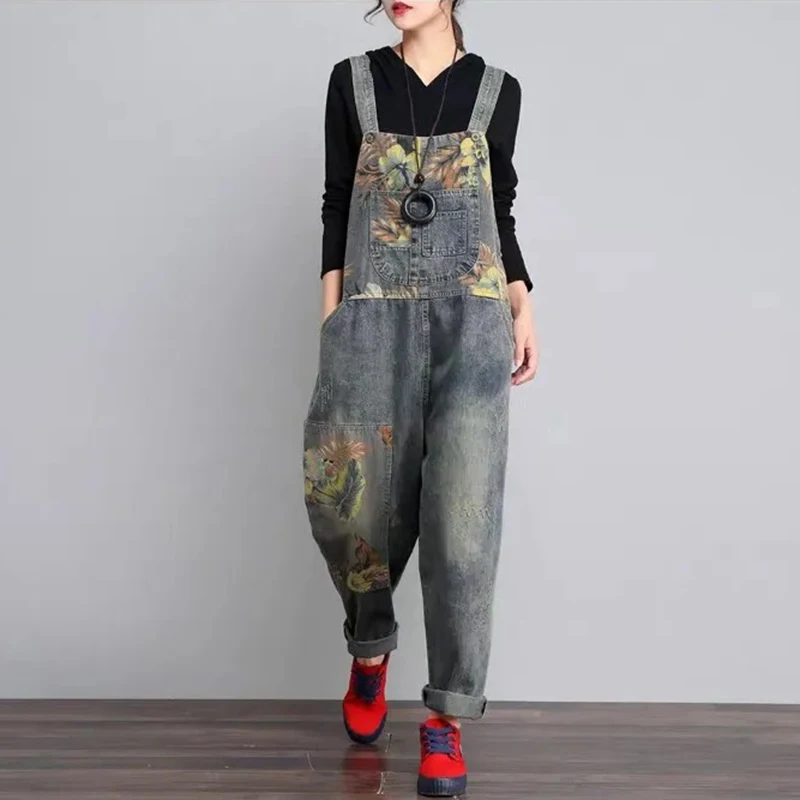 Rompers Fashion Women's Jeans Trousers Spring Summer Autumn Ladies Jumpsuit Loose Printed Casual Strap Jeans Onesies 2020
Rompers Fashion Women's Jeans Trousers Spring Summer Autumn Ladies Jumpsuit Loose Printed Casual Strap Jeans Onesies 2020