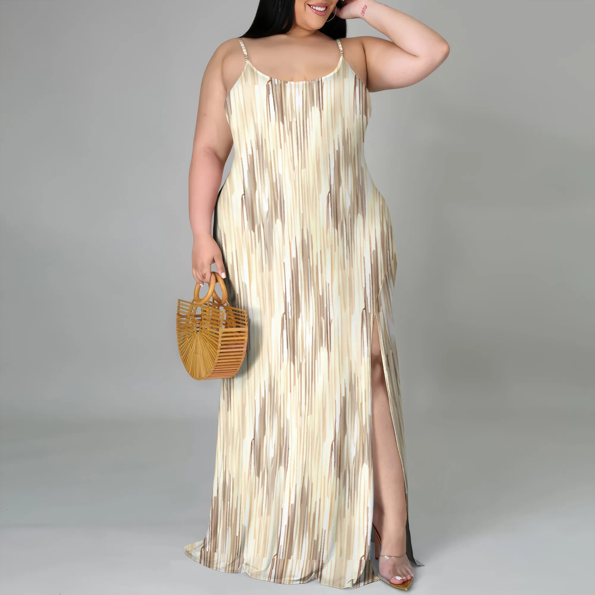 Plus Size Casual Beige Maxi Dress Spaghetti Strap Abstract Print Sleeveless Summer Vacation Outfit
Plus Size Casual Beige Maxi Dress Spaghetti Strap Abstract Print Sleeveless Summer Vacation Outfit