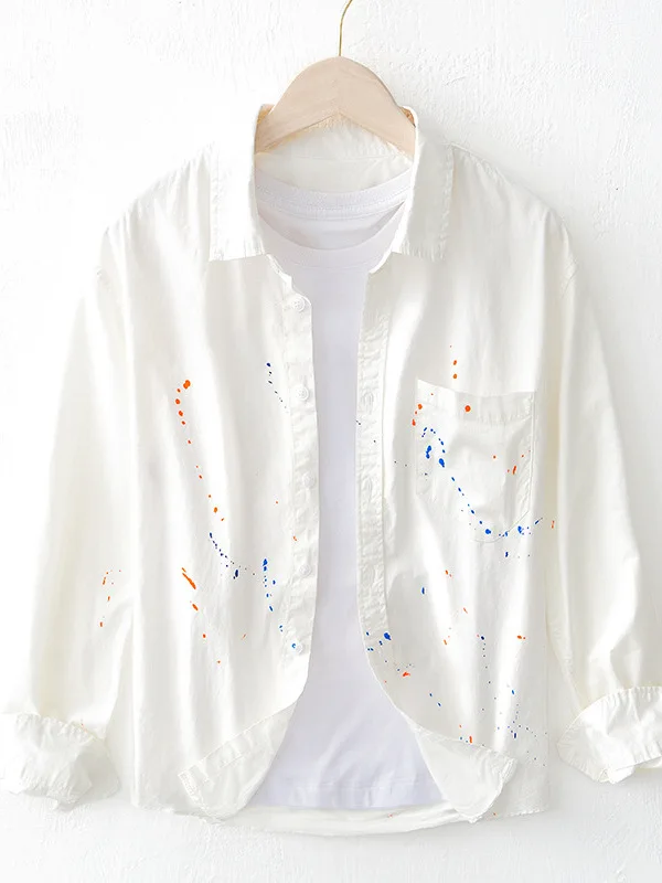Men's Pure Cotton Long Sve irt Casual Watercolor Splatter Print Faionable Autumn Outerwear Soft Luster Urban Sle
Men's Pure Cotton Long Sve irt Casual Watercolor Splatter Print Faionable Autumn Outerwear Soft Luster Urban Sle