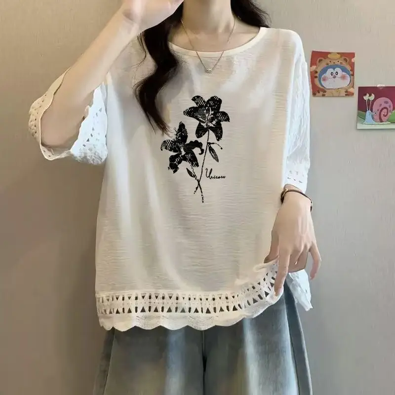 Street Casual All Match Floral and Plant Printed T-shirt for Summer Loose and Versatile Elegant Top Popular Women
Street Casual All Match Floral and Plant Printed T-shirt for Summer Loose and Versatile Elegant Top Popular Women