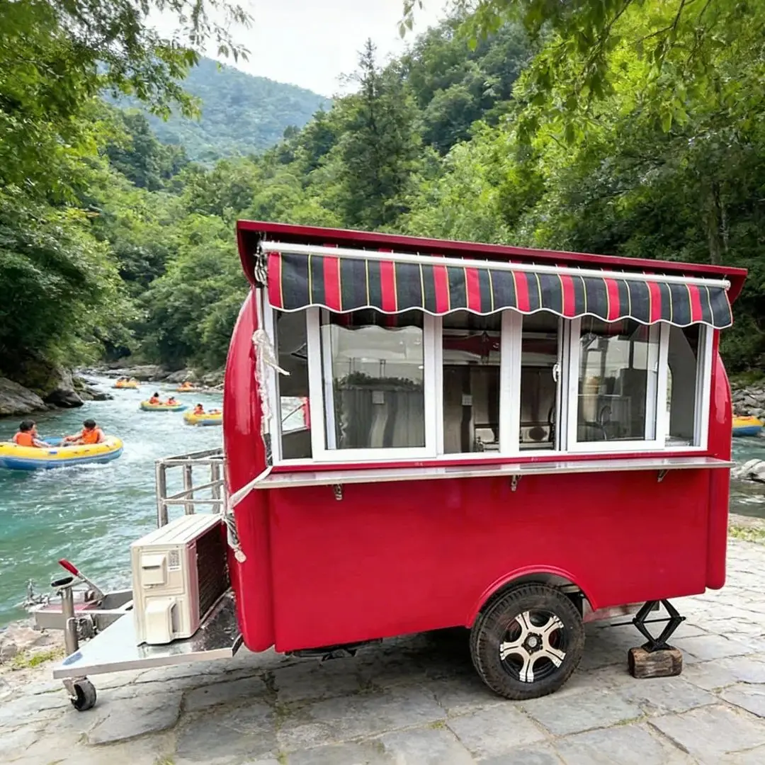Red Mobile Food Cart Trolley Stainless Steel Counter with Awning for Fast Food And Beverage Business
Red Mobile Food Cart Trolley Stainless Steel Counter with Awning for Fast Food And Beverage Business