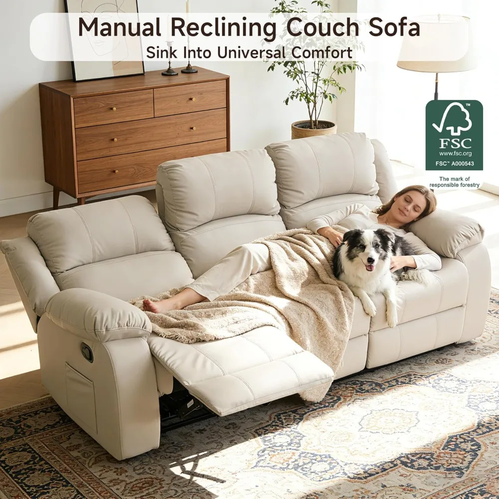 Manual Recliner Sofa, 3 Seater Reclining Couch with Side Pocket for Living Room, RV, Home Theater(3 Seat,Beige), Customized
Manual Recliner Sofa, 3 Seater Reclining Couch with Side Pocket for Living Room, RV, Home Theater(3 Seat,Beige), Customized