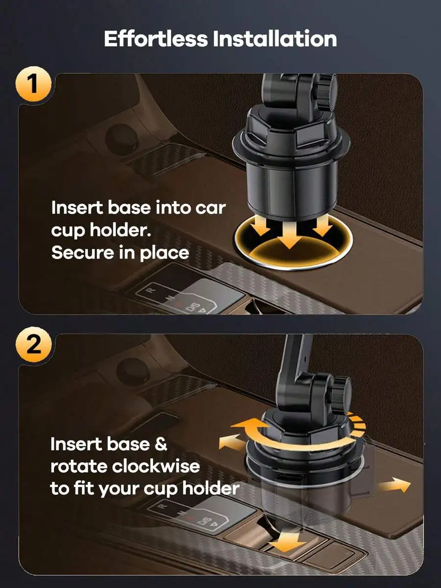 Universal 2-In-1 Car Cup Holder Expander With 360° Rotating Phone Mount, Quick Snap-In Installation For Vehicles & Fitness
Universal 2-In-1 Car Cup Holder Expander With 360° Rotating Phone Mount, Quick Snap-In Installation For Vehicles & Fitness