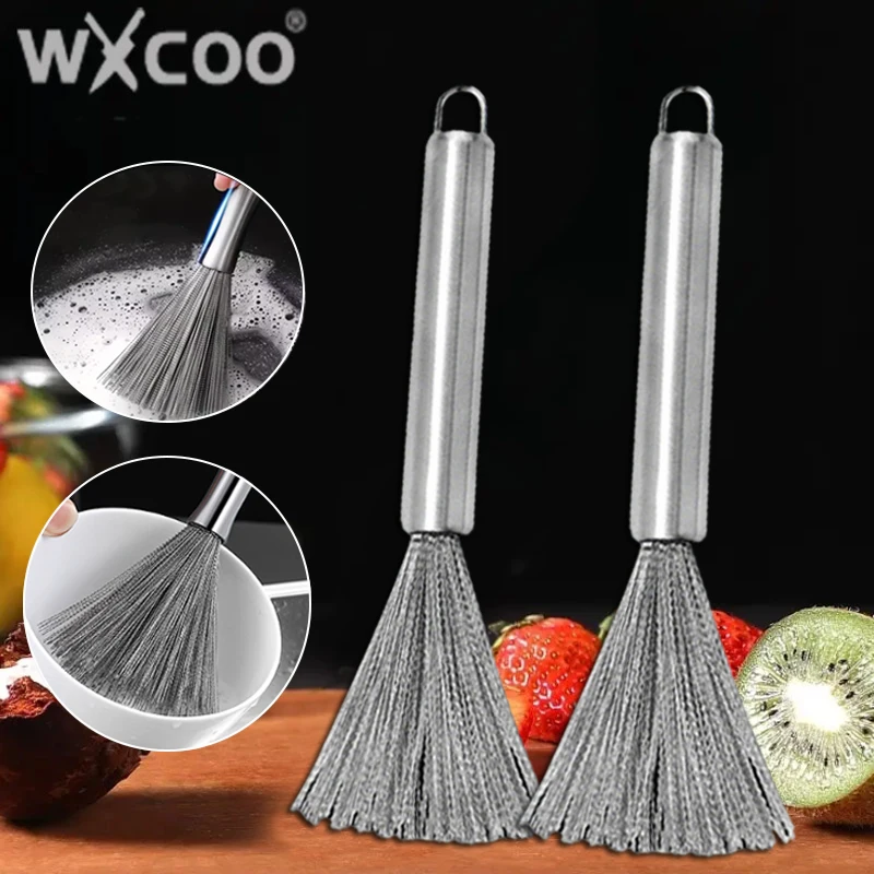 Kitchen Stainless Steel Pot Brush Long-Handled Dishwashing Brush For Kitchen Sink Pans Cleaning Brush Hanging Scrubber Gadget
Kitchen Stainless Steel Pot Brush Long-Handled Dishwashing Brush For Kitchen Sink Pans Cleaning Brush Hanging Scrubber Gadget